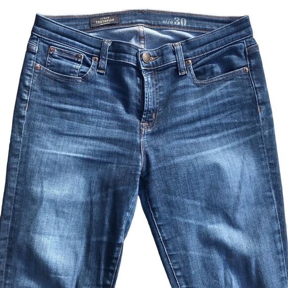 J Crew Denim Toothpick Size 30 Mid Blue Skinny Womens Jeans 30x28 - Picture 4 of 10